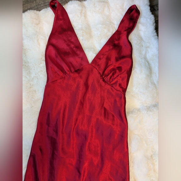 Vtg 90s Ox Blood Satin Slip Dress - Picture 4 of 7